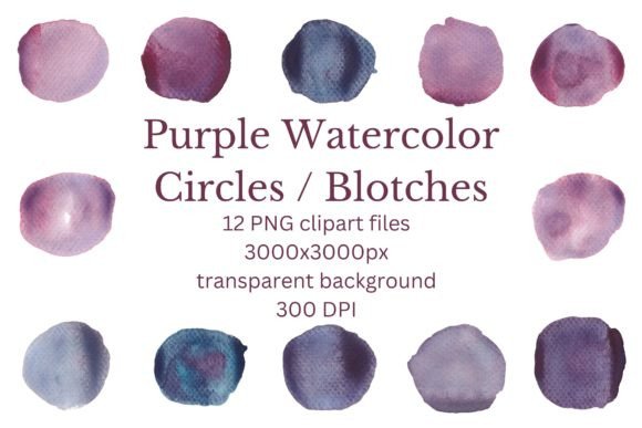 Download 12 Purple Watercolor Splash Blotches PNG - Watercolor splash Collection