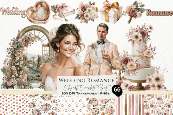 Download Wedding Romance Watercolor Clipart Set - Watercolor clipart set Collection