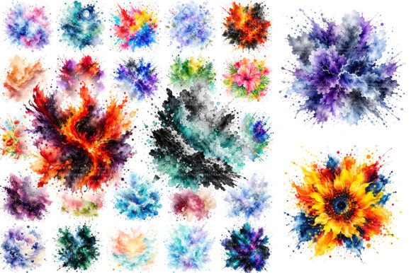 Download 100 Colorful Watercolor Splash Clipart - Watercolor splash Collection